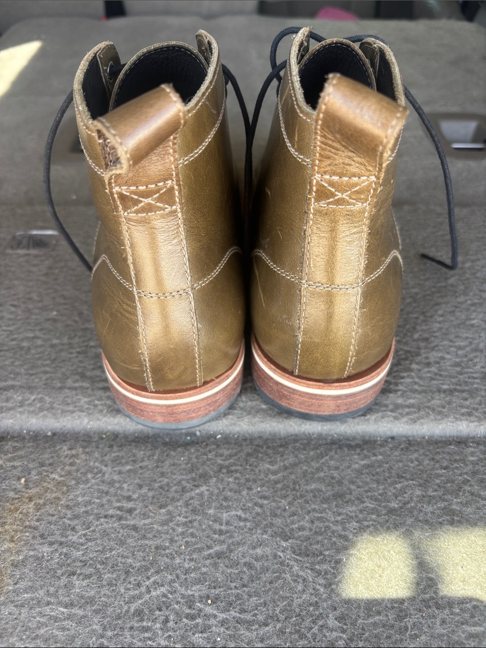 Helm The Hollis Men's Olive Leather Lace-Up Boots - Picture 4 of 6